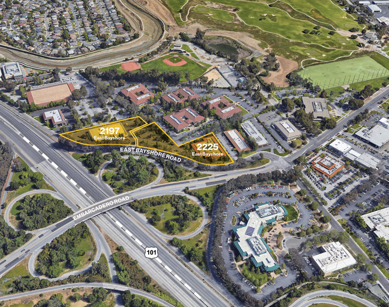 Map showing Bayshore Bio location near the 101 freeway in Palo Alto
